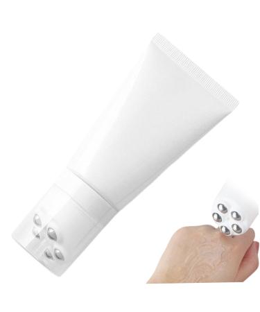 Sunscreen Applicator 3x7 In Refillable Portable Sealed Roller Applicator with Soft Tube Body Reusable Sunscreen Brush for Body Lotion Massage Oil (White) Beauty Supplies