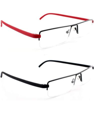 Ultra-Light TR90 Reading Glasses 2-Pack for Men & Women - Classic Metal Visual Aid with Case & Cleaning Cloth +3.5 Diopters - Buy Online on GoSupps.com