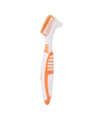 Premium Denture Cleaning Brush - Safe Plaque Removal Toothbrush for Partial Dentures - Robust Double Head Design - Orange - Buy Online on GoSupps.com