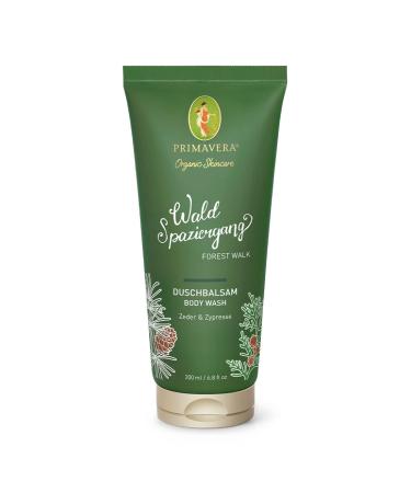 PRIMAVERA LIFE PRIMAVERA Waldspaziergang shower balm 200 ml shower gel natural cosmetics cedar scent cypress scent gently cleanses pH skin neutral has a moisturizing effect vegan 20000 g 1er Pack