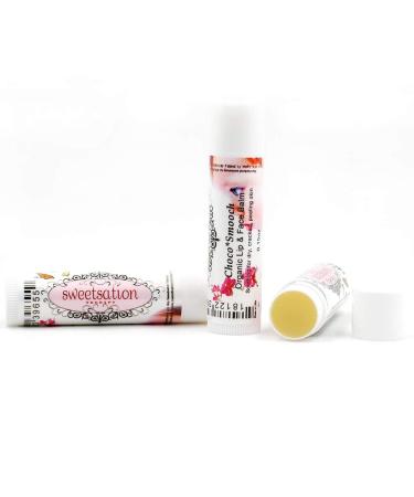 ChocoSmooch Organic Baby Lip & Face Balm Set | Soothing Balm for Dry Irritated Skin | Argan Calendula Avocado & Sea Buckthorn | 3 Pack - Buy Online on GoSupps.com