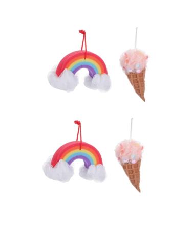 Beavorty 4 Pcs Rainbow Bath Exfoliating Loofah Sponge Rainbow Shower Sponge Shower Ball Bath Ball Back Loofah Shower Accessories for Women Reusable Loofah Sponge Bath Stuff 1 Count (Pack of 1)