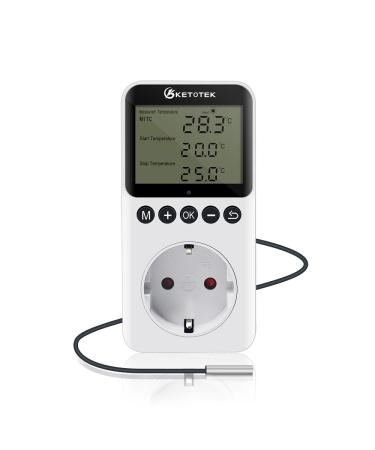 Ketotek digital thermostat socket timer day night temperature controller with timer 230V with sensor for greenhouse terrarium heating cooling temperature -controlled plug kt3200 - Buy Online on GoSupps.com