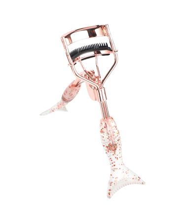 Eye Curler for Lashes | Fish Tail Shape Small Lash Curler with Comb Teeth | Portable Makeup Supplies Beautiful Ergonomic Eyelash Tools for Eye-Opening Lifted Lashes A4 Electroplated Rose Gold With Black Comb Rose Go