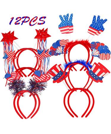 Buduidry 12 PCS Independence Day headband Patriotic headband 4th of july headband  Hair Accessories for Women and Girls