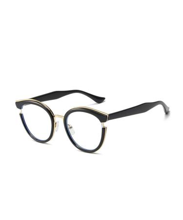 SERONI Tr90 Round Frame Blue Light Blocking Glasses for Women Men Anti UV Ray Computer Reading Glasses for Women Men Black 52 Millimeters