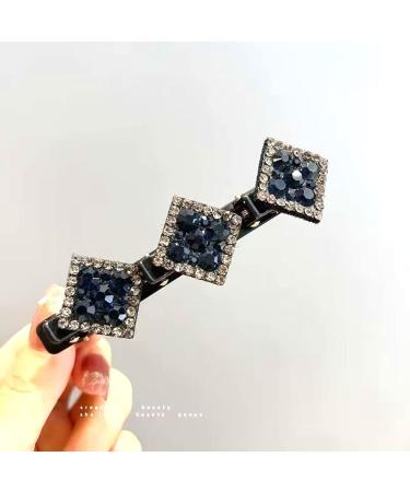 Set of 3 Sparkling Crystal Stone Braided Hair Clips | Rhinestone Hair Styling Clips for Women | Double Layer Design with 3 Small Clips | 3-Pack in Assorted Colors - Buy Online on GoSupps.com