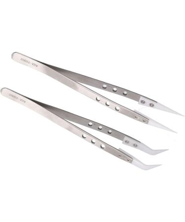 Stainless Steel Curved Tweezers Set 2 Pieces for Precision Electronic Repair | International Shipping - Buy Online on GoSupps.com