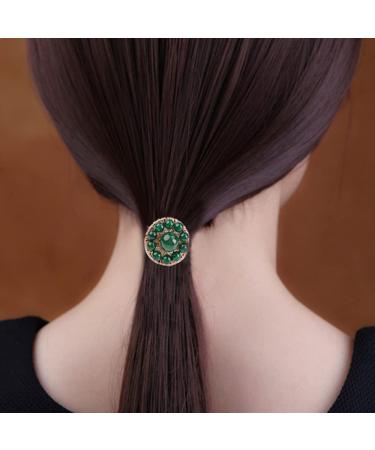 Natural Jade Gemstone Hair Tie - Emerald Jade Elastic Ponytail Rope for Women | Retro Chinese Hair Accessories and Bridesmaid Gift - Buy Online on GoSupps.com