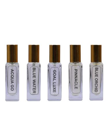 Acqua Go Blue Water Goal Luxe Pinnacle Blue Orchid| Luxury Eau De Perfume| 5x20ML Set (100ML)| 35% Concentration Oil Perfume| Luxury Perfume For Mens| 8HR Long Lasting| Best Perfume Set
