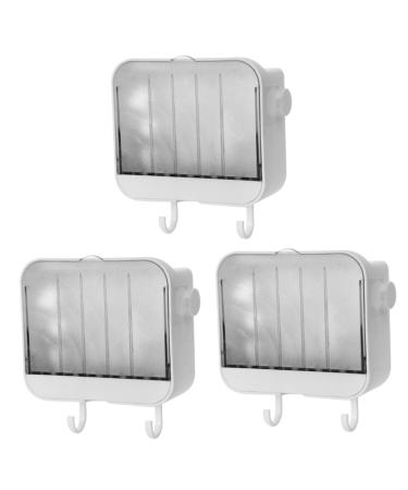 Ciieeo 3 Pcs Soap Dish with Lid Wall-mounted Soap Dish Soap Suction Cup Sponge Dish Soap Drying Holder Soap Holder Dish Drainage Soap Case Sink Soap Holder Drying Rack Take a Bath White