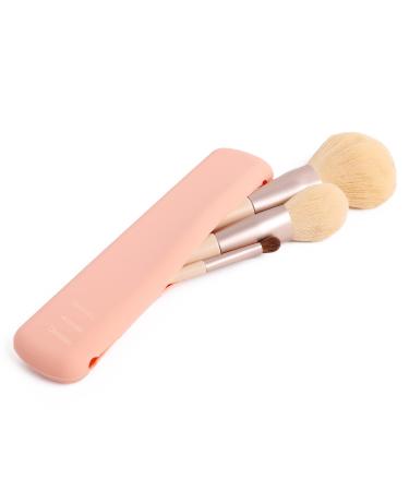 Travel Makeup Brush Holder - DEERLET Silicone Makeup Brush Organizer - Makeup Brush Case with Magnetic Closure - Makeup Brush Travel Case - Portable Soft and Sleek Pink