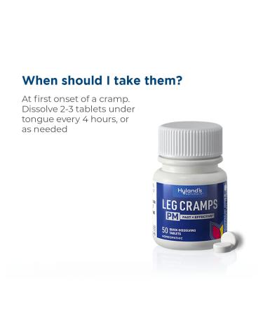 Hyland's Naturals Leg Cramps Tablets PM Formula - 50 Count Natural Relief for Nighttime Calf, Foot & Leg Cramps - Buy Online on GoSupps.com