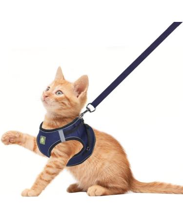 Femax Adjustable No-Pull Dog Harness with Leash for Small & Medium Dogs | Breathable Mesh Vest for Chihuahuas & Cats - Navy Blue - Buy Online on GoSupps.com