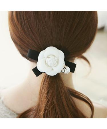 Meilliwish Flower Noble Hair Tie Ponytail Holder (B67) - Elegant White Hair Accessory for All Hair Types - International Shipping Available - Buy Online on GoSupps.com