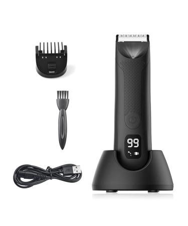 luxurious Trimmer for Men Replaceable Ceramic Blade Heads Waterproof Wet/Dry Groin & Body Shaver Groomer Easy Install Easy to Use B Black