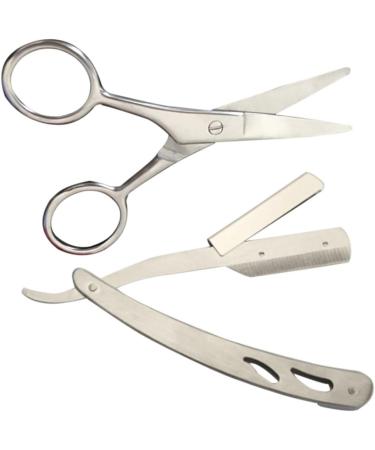 Minkissy 4 Pieces Stainless Steel Hairdressing Set - Razor Scissors & Shaving Tools for Precision Grooming - Buy Online on GoSupps.com