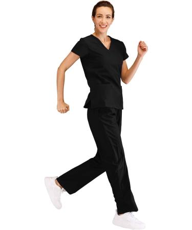 Minty Mint Women's V Neck Stretch Medical Scrub Set - Medium Black - Buy Online on GoSupps.com