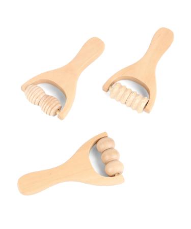 3 pieces of massage roller wood massage scooter massage roller with handle squeege