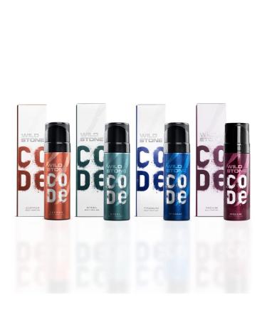 W.ild S.tone CO.DE Travel Pack with Iridium Titanium Steel and Copper Perfume Body Spray for Men Pack of 4 (40ml each)|Gift Set for Men - Buy Online on GoSupps.com