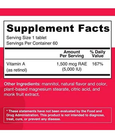 EZ Melts A as Retinol 5000 IU Immune Support Sublingual Vitamins | Vegan | Natural Strawberry Flavor | 60 Fast Dissolve Tablets - Buy Online on GoSupps.com