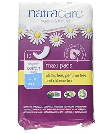 Natracare Maxi Pads Super with Organic Cotton Cover 12 Count (Pack of 5)