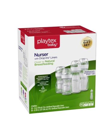 Playtex Baby Nurser Bottle Gift Set  with Pre-Sterilized Disposable Drop-Ins Liners  Closer to Breastfeeding