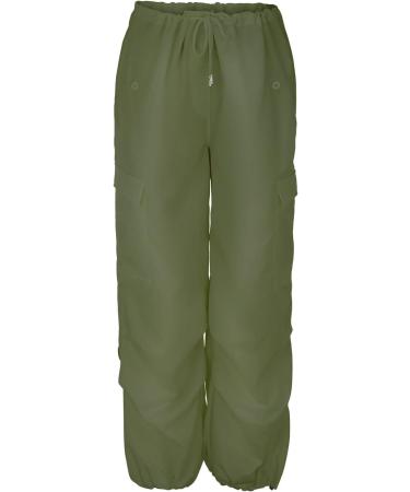Y2K Women s Parachute Pants | Vintage Baggy Cargo Pants | E-Girl Streetwear 90s Style Track Pants - Lang Lock 07-Gr n S - Buy Online on GoSupps.com