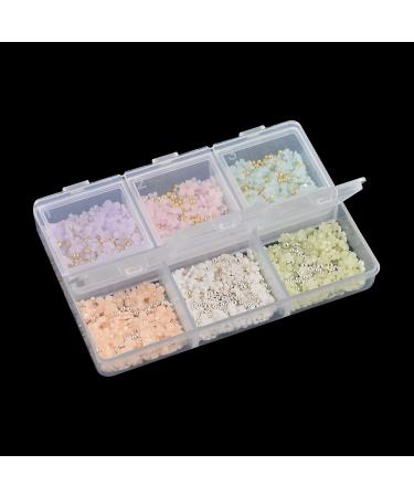 BAIYIYI 3D Flower Nail Charms & Caviar Beads Set - DIY Nail Decoration Kit with Pickup Pencil, 6 Colors - Acrylic Resin Flowers & Metal Ball Beads for Nail Art - Buy Online on GoSupps.com