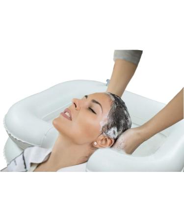 Inflatable Portable Shampoo Bowl | Bedside Shampoo Basin for Elderly & Disabled | Hair Washing Sink for Bedridden | Drain Tube Included - Buy Online on GoSupps.com