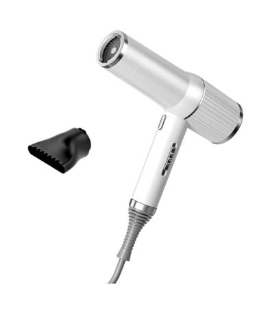 Milageto Hair Dryer Mini Air Blower Blow Dryer Hair Tool for Home Use Fine Thick Natural Wave Frizzy Hair Dorm Hotel Women Curly Hair White 1 Nozzle