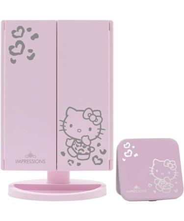Hello Kitty Lighted Makeup Mirrors Bundle - Trifold & Compact Mirror with LED Lights, Magnification, Touch Screen - Portable Hand Mirror for Travel (Pink) - Buy Online on GoSupps.com
