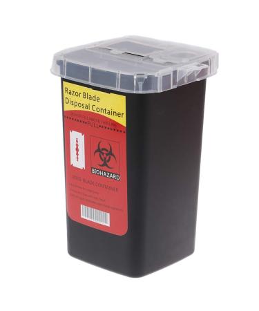 Mcree Disposal Blade Container Portable Sharps Container Barber Razor Blade Disposal Collect Box(Black)