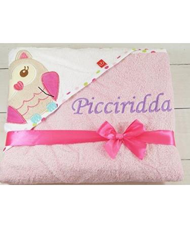 Hooded Towel with Embroidered Name - 100% Cotton Pink Owl | 76x76 cm | Perfect Gift for Kids - Buy Online on GoSupps.com