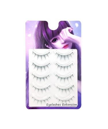 5 Pairs Manga Lashes Fluffy False Eyelashes 3D Cosplay Lashes Strip Natural Look Asian Thai Eyelashes Handmade Soft Clear Band Eye Lash Reusable Lashes