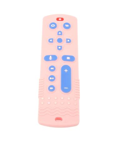 Silicone Teething Toy Rich Color TV Remote Control Shape Safe Baby Teether Toy Textured Buttons for Travel (Pink)