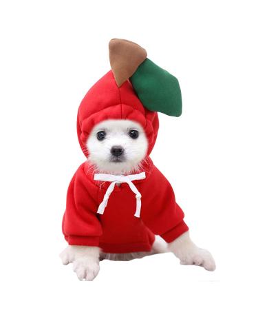 XIAOYU Pet Clothes Dog Hoodies Warm Sweatshirt Coat Puppy Autumn Winter Clothing Overalls with Fruit Hood Apple SS Red - Buy Online on GoSupps.com