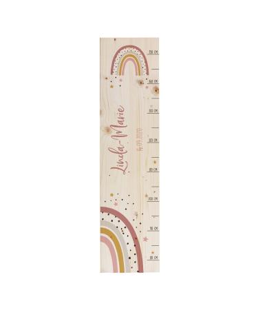 Striefchen measuring stick for children with name made of wood for children's rooms with cute motifs measuring bar rainbow pink