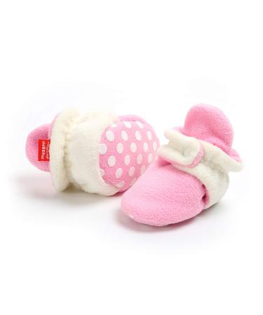 EDOTON Unisex Newborn Winter Boots Warm Stripe Bootie Non-Slip Sole Soft Stay On Ajustable Bootie Sock 6-12 Months Pink Cream