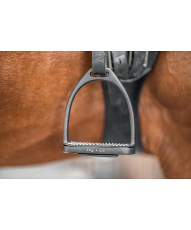 Equinate Stirrups Midway 10cm Black Matt - Anti-Slip Rubber Tread for Adults & Children - Set of 2 - International Shipping Available - Buy Online on GoSupps.com