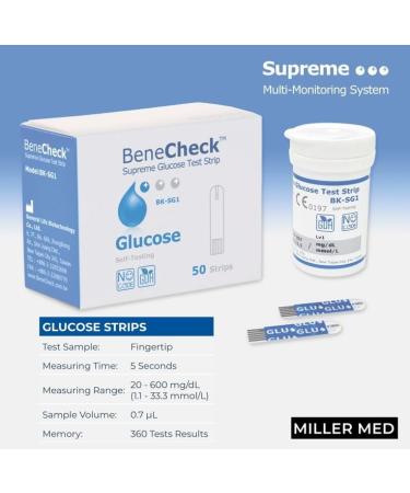 Replacement Cholesterol/Glucose/Uric Acid Strips for The Black Supreme (Benecheck) Meter (Will not fit The White Meter) (Glucose (Blue) x 50) - Buy Online on GoSupps.com