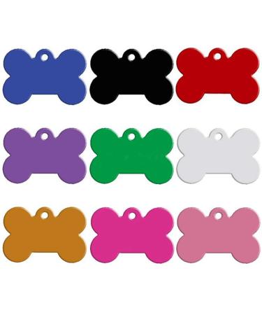 100 pcs/lot Aluminum Pet ID Tag Bone Shape Double Sided Custom Engraved Dog Cat Pet Name Phone Number ID Tag Charm Personalized 31x21x1mm Mixed Colors