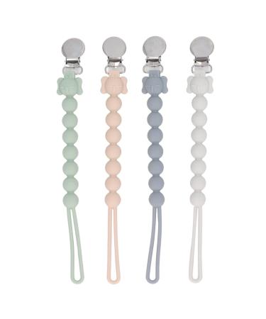 Pack of 4 pacifier chains elephant design silicone clips prevent jamming soft pacifier clip pacifier chain for teething rings