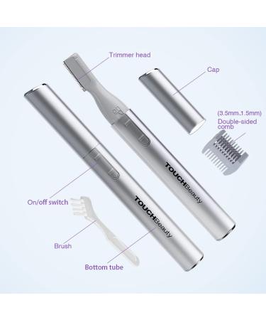2-in-1 Eyebrow Trimmer and Facial Hair Removal for Women - Painless Hair Remover for Eyebrow, Lips, and Body - Silver - Buy Online on GoSupps.com