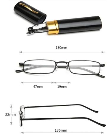 Hubeye 2 Pairs Slim Pen Reading Glasses - Portable Eyeglasses for Men & Women - Spring Hinged Clip Case - Black/Blue +2.0 Diopters - Buy Online on GoSupps.com