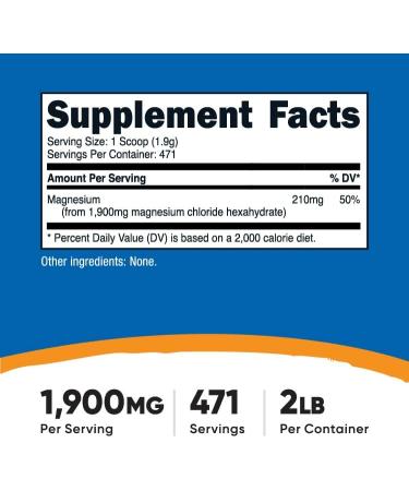 Nutricost Magnesium Chloride Powder 2 LBS - Gluten Free, Non-GMO, Vegetarian Friendly - Buy Online on GoSupps.com