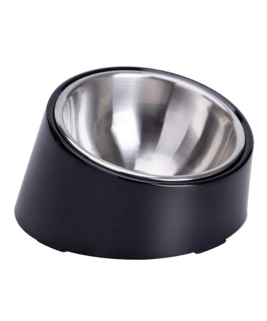 Super Design Mess Free 15 Slanted Bowl for Dogs and Cats, Tilted Angle Bulldog Bowl Pet Feeder, Non-Skid & Non-Spill, Easier to Reach Food M/1 Cup Black