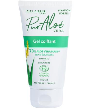 Ciel d'Azur Labs - Styling Gel - 73% Organic & Fair Trade Aloe Vera - Strong Hold Hydrates and Structures - Cosmos Organic Certified - 99% Natural Origin - 150 ml Tube