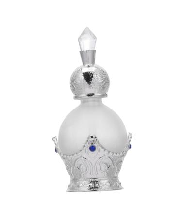 Housoutil Essential Oil Perfume Bottle Glass Rhinestones Retro Decor Crystal Decor Vintage Essential Oil Storage Airless Pump Jar Glass Perfume Bottle Frosted Essential Oil Bottle Travel 8.5x3.5cm Silver