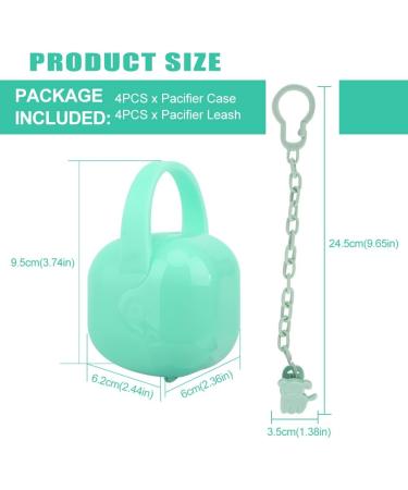 Beiyoule 4 Pack Pacifier Case and Leash Set - Heat Resistant, Sealed Holder (Blue, Pink, Green, Purple) - Buy Online on GoSupps.com